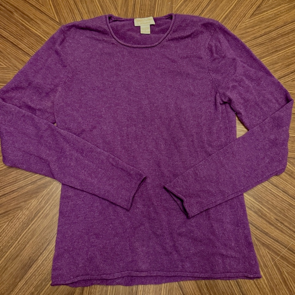 Purple cashmere sweater, size large, Simply Cashmere.